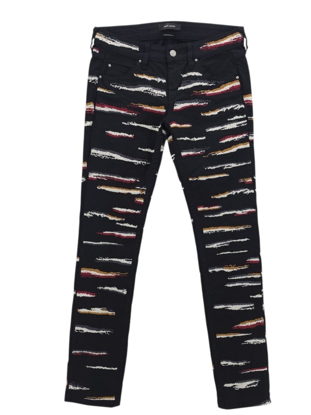 ISABEL MARANT Black Embroidered Jeans Slim Skinny Stretch EUC Women's FR 38
